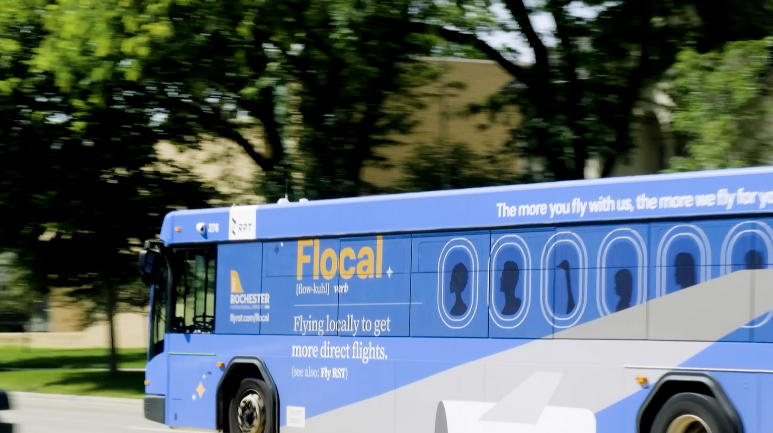 Flocal airport marketing campaign - bus wrap in public